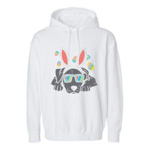 Pitbull Bunny Ears Glasses Easter Eggs Cute Dog Owner Lover Garment-Dyed Fleece Hoodie