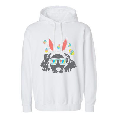 Pitbull Bunny Ears Glasses Easter Eggs Cute Dog Owner Lover Garment-Dyed Fleece Hoodie