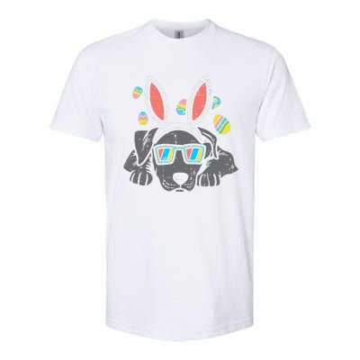 Pitbull Bunny Ears Glasses Easter Eggs Cute Dog Owner Lover Softstyle CVC T-Shirt