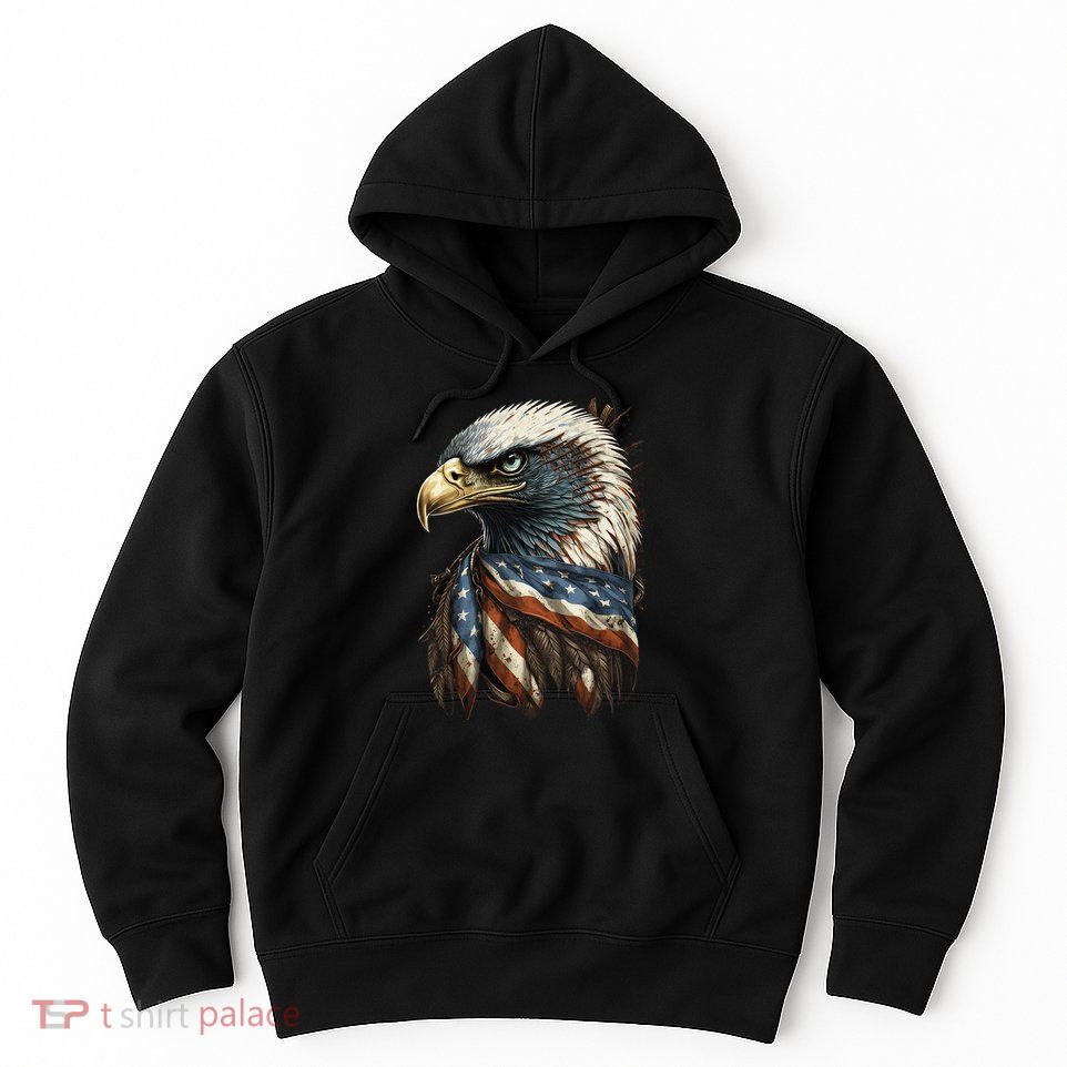Patriotic Bald Eagle 4th Of JulyMen USA American Flag Hoodie