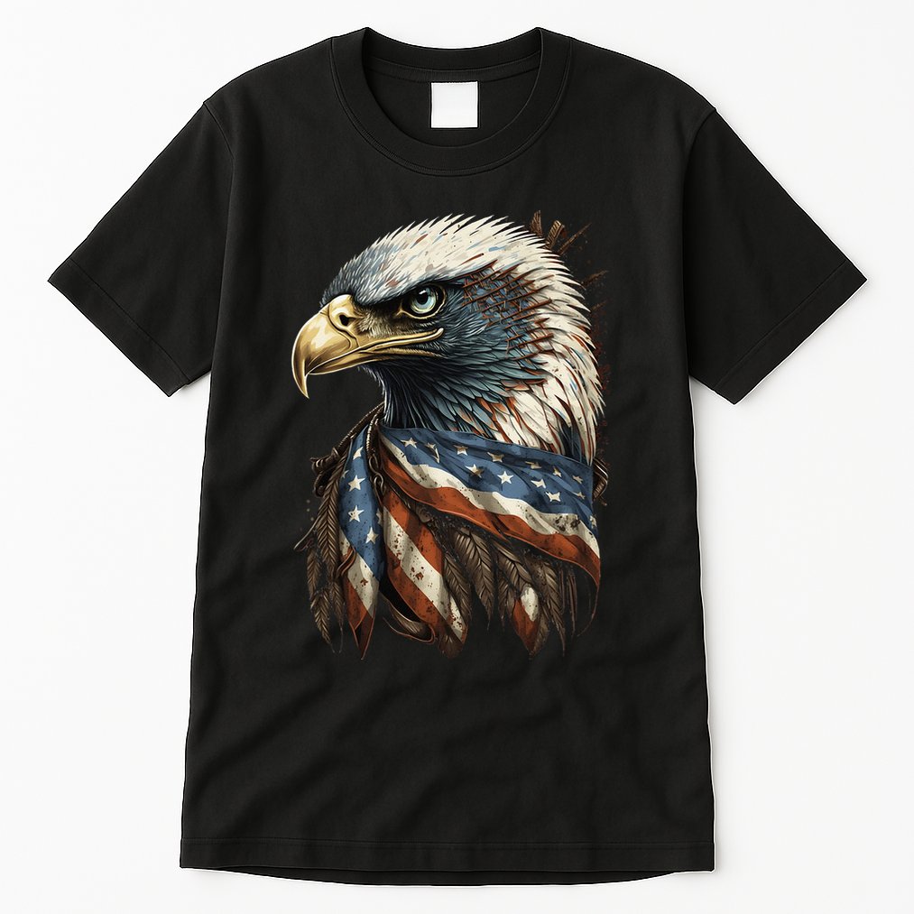 Patriotic Bald Eagle 4th Of JulyMen USA American Flag Tall T-Shirt