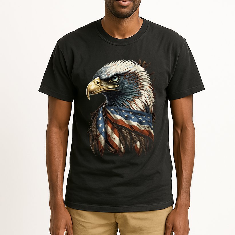 Patriotic Bald Eagle 4th Of JulyMen USA American Flag Tall T-Shirt