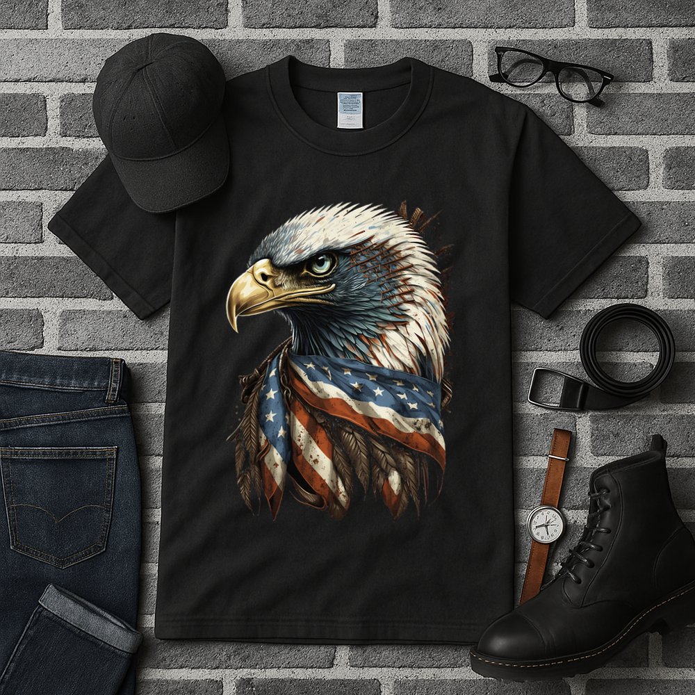 Patriotic Bald Eagle 4th Of JulyMen USA American Flag Tall T-Shirt