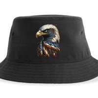 Patriotic Bald Eagle 4th Of JulyMen USA American Flag Sustainable Bucket Hat