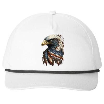 Patriotic Bald Eagle 4th Of JulyMen USA American Flag Snapback Five-Panel Rope Hat