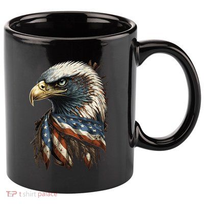 Patriotic Bald Eagle 4th Of JulyMen USA American Flag 11oz C Handle Ceramic Mug