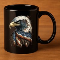 Patriotic Bald Eagle 4th Of JulyMen USA American Flag 11oz C Handle Ceramic Mug
