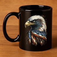 Patriotic Bald Eagle 4th Of JulyMen USA American Flag 11oz C Handle Ceramic Mug