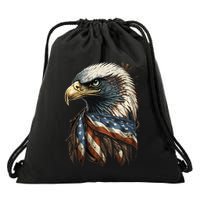 Patriotic Bald Eagle 4th Of JulyMen USA American Flag Drawstring Bag