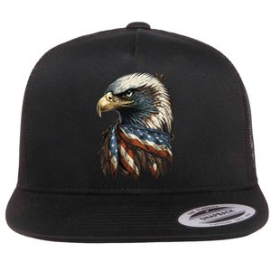 Patriotic Bald Eagle 4th Of JulyMen USA American Flag Flat Bill Trucker Hat