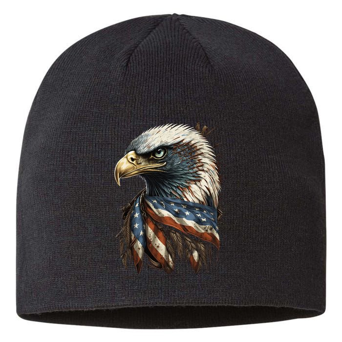 Patriotic Bald Eagle 4th Of JulyMen USA American Flag Sustainable Beanie