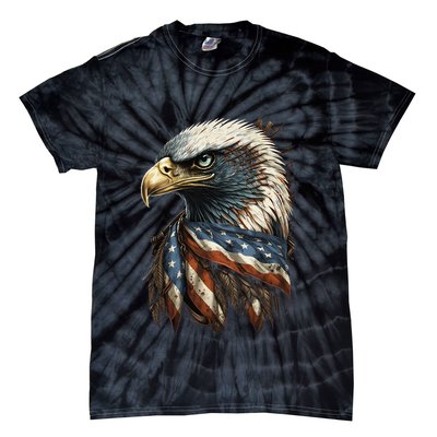 Patriotic Bald Eagle 4th Of JulyMen USA American Flag Tie-Dye T-Shirt