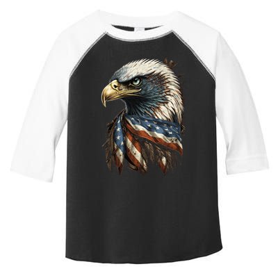 Patriotic Bald Eagle 4th Of JulyMen USA American Flag Toddler Fine Jersey T-Shirt