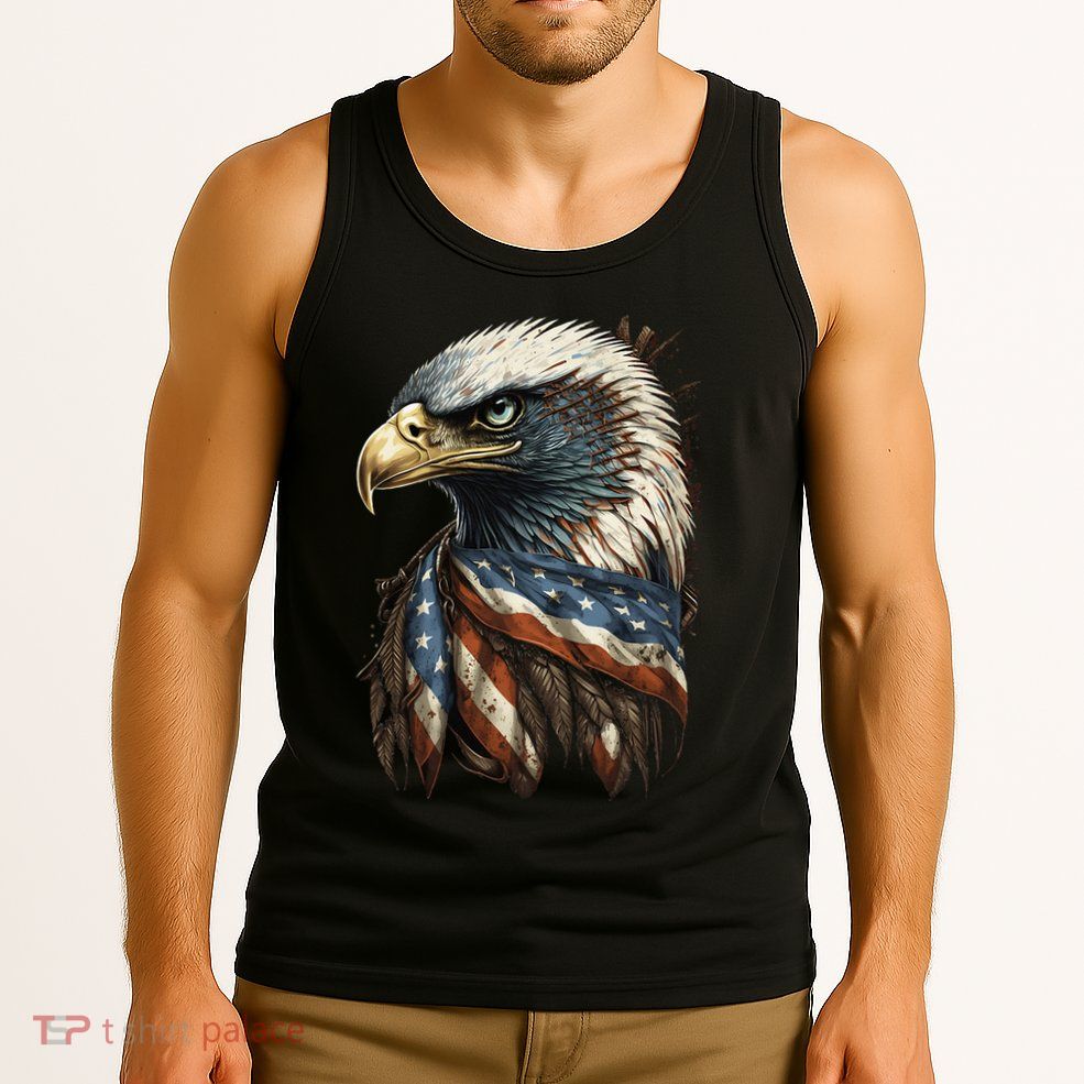 Patriotic Bald Eagle 4th Of JulyMen USA American Flag Tank Top