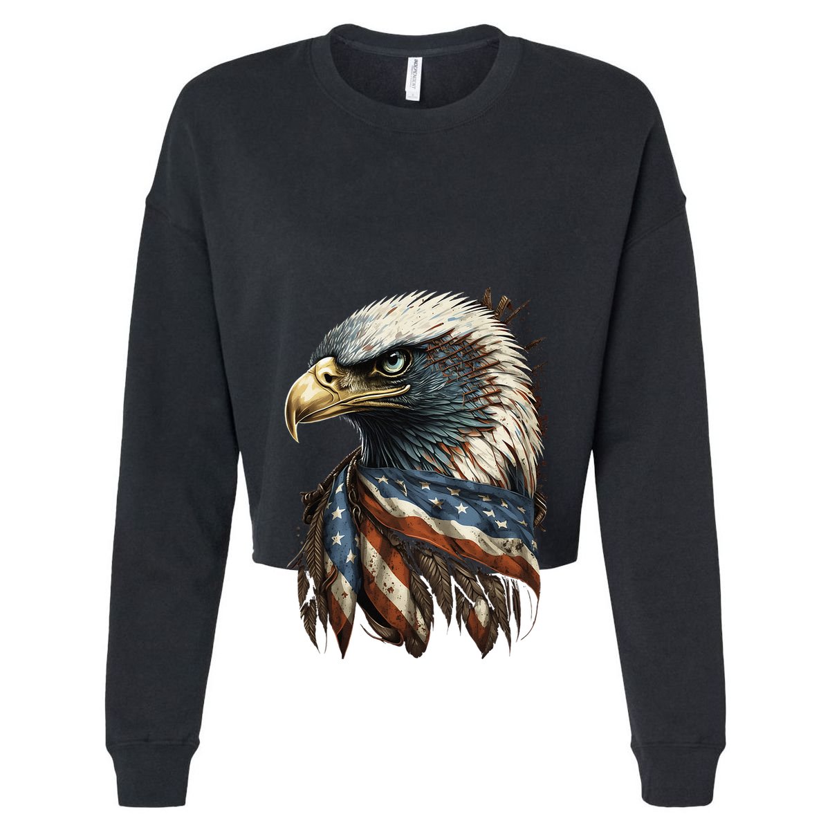 Patriotic Bald Eagle 4th Of JulyMen USA American Flag Women's Crop Top Tee
