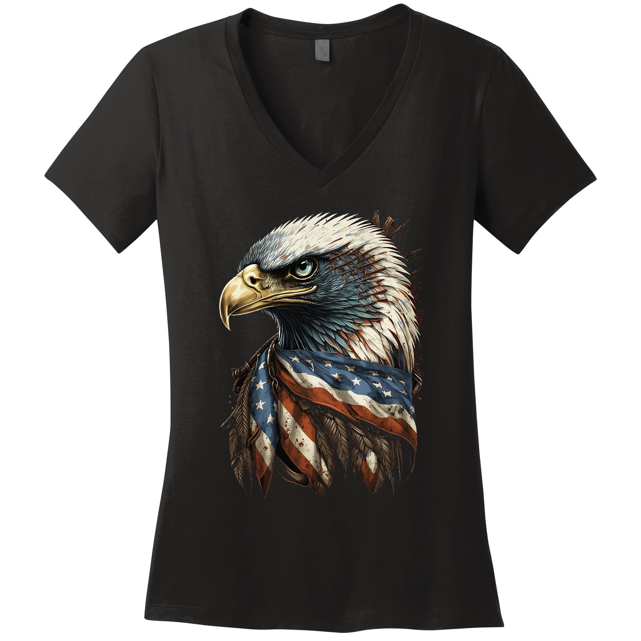 Patriotic Bald Eagle 4th Of JulyMen USA American Flag Women's V-Neck T-Shirt