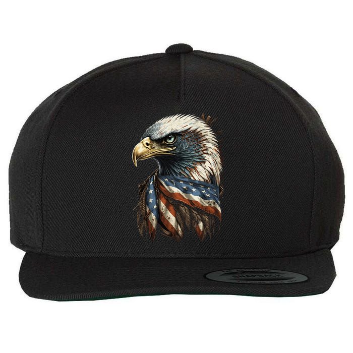 Patriotic Bald Eagle 4th Of JulyMen USA American Flag Wool Snapback Cap