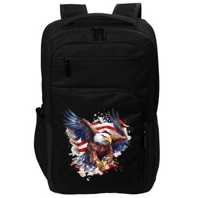 Patriotic Bald Eagle 4th Of July Men USA American Flag Impact Tech Backpack