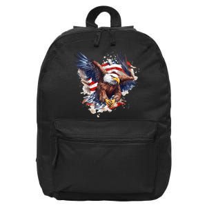 Patriotic Bald Eagle 4th Of July Men USA American Flag 16 in Basic Backpack