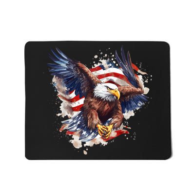 Patriotic Bald Eagle 4th Of July Men USA American Flag Mousepad