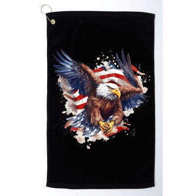 Patriotic Bald Eagle 4th Of July Men USA American Flag Platinum Collection Golf Towel