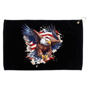 Patriotic Bald Eagle 4th Of July Men USA American Flag Grommeted Golf Towel