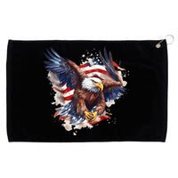 Patriotic Bald Eagle 4th Of July Men USA American Flag Grommeted Golf Towel