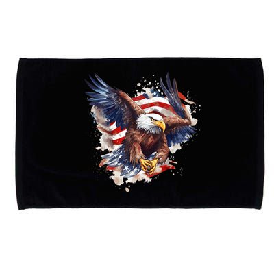 Patriotic Bald Eagle 4th Of July Men USA American Flag Microfiber Hand Towel