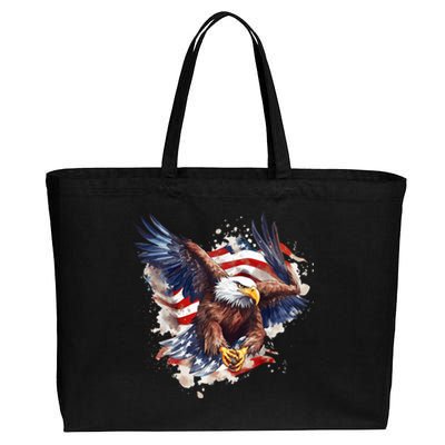 Patriotic Bald Eagle 4th Of July Men USA American Flag Cotton Canvas Jumbo Tote