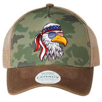 Patriotic Bald Eagle Mullet USA American Flag 4th Of July Legacy Tie Dye Trucker Hat