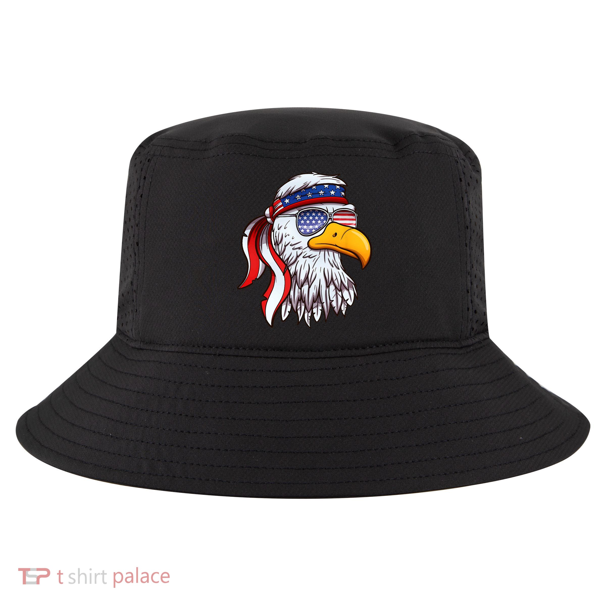 Patriotic Bald Eagle Mullet USA American Flag 4th Of July Cool Comfort Performance Bucket Hat