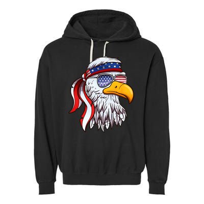 Patriotic Bald Eagle Mullet USA American Flag 4th Of July Garment-Dyed Fleece Hoodie