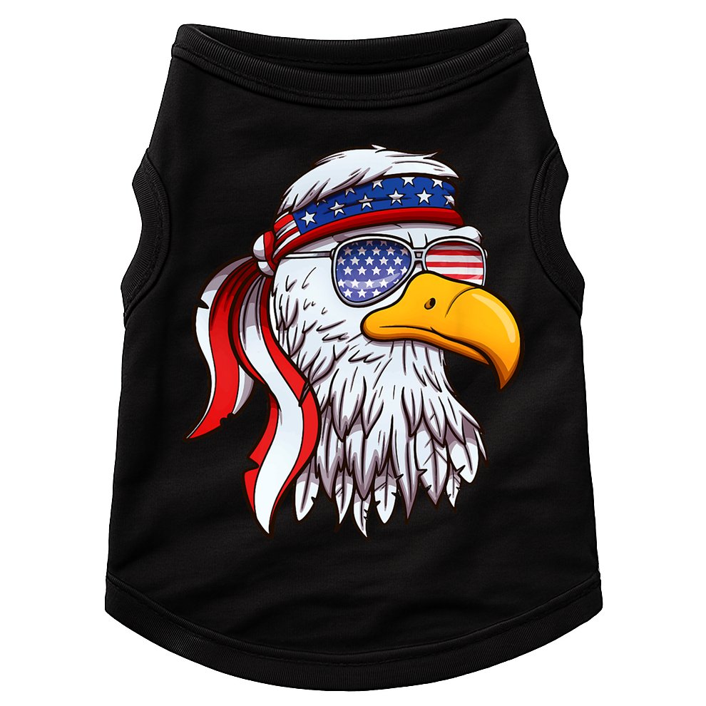 Patriotic Bald Eagle Mullet USA American Flag 4th Of July Doggie Tank