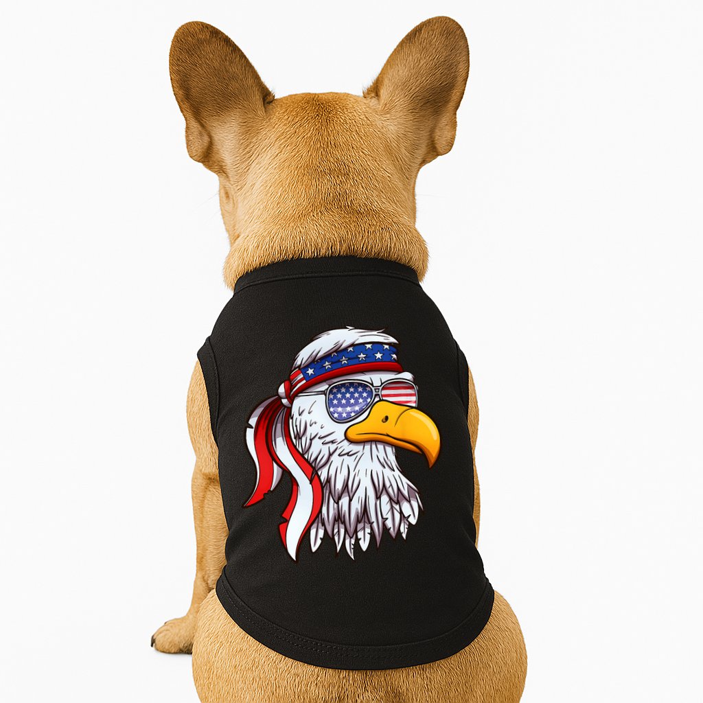 Patriotic Bald Eagle Mullet USA American Flag 4th Of July Doggie Tank