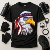 Patriotic Bald Eagle Mullet USA American Flag 4th Of July Cooling Performance Crew T-Shirt