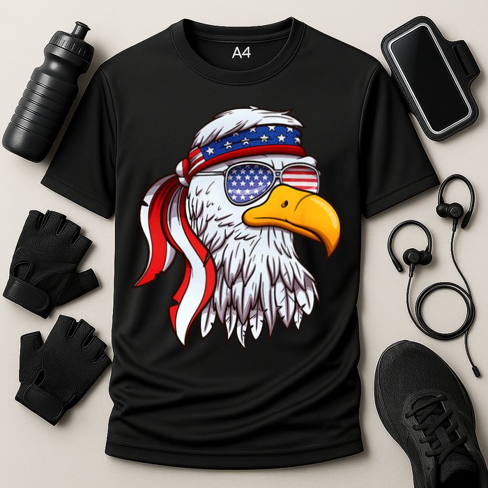Patriotic Bald Eagle Mullet USA American Flag 4th Of July Cooling Performance Crew T-Shirt