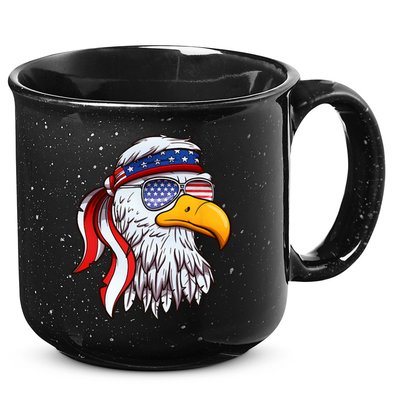 Patriotic Bald Eagle Mullet USA American Flag 4th Of July 15oz Campfire Ceramic Mug