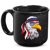 Patriotic Bald Eagle Mullet USA American Flag 4th Of July 15oz Campfire Ceramic Mug