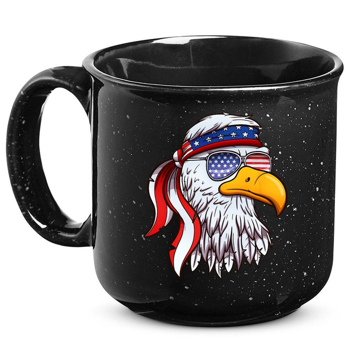 Patriotic Bald Eagle Mullet USA American Flag 4th Of July 15oz Campfire Ceramic Mug