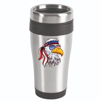 Patriotic Bald Eagle Mullet USA American Flag 4th Of July 16oz Travel Tumbler