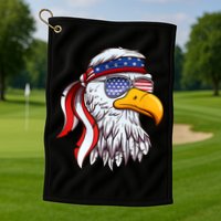 Patriotic Bald Eagle Mullet USA American Flag 4th Of July Golf Towel