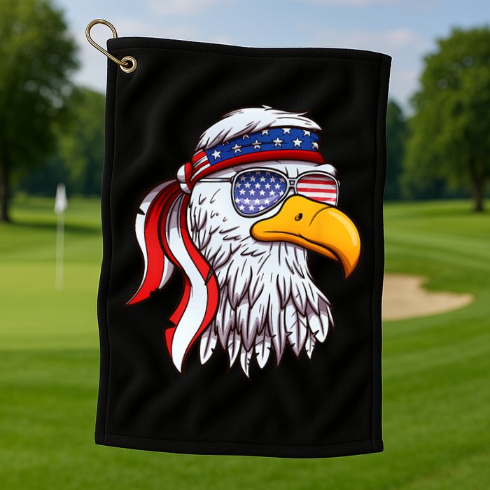 Patriotic Bald Eagle Mullet USA American Flag 4th Of July Golf Towel
