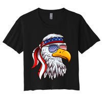 Patriotic Bald Eagle Mullet USA American Flag 4th Of July Women's Crop Top Tee
