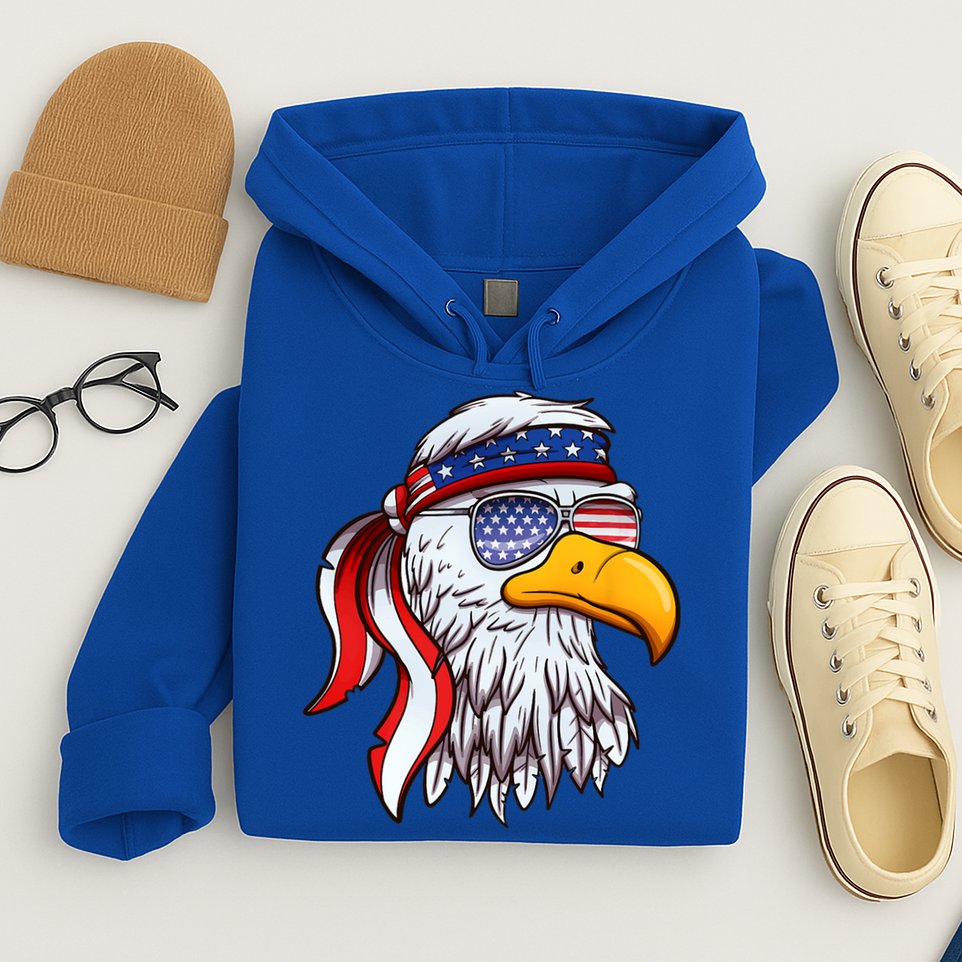 Patriotic Bald Eagle Mullet USA American Flag 4th Of July Hoodie