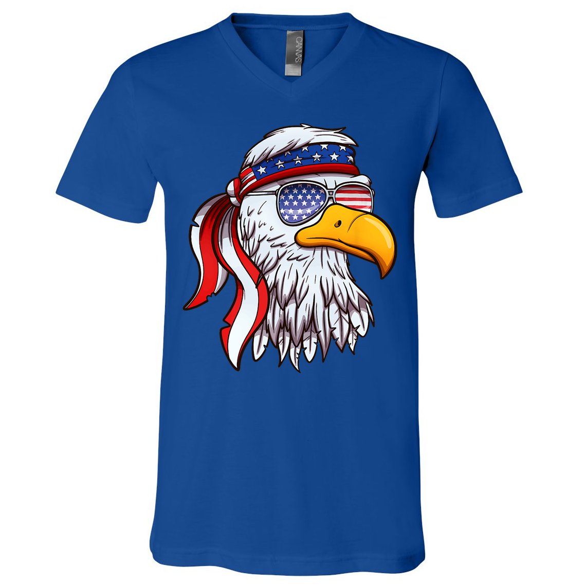 Patriotic Bald Eagle Mullet USA American Flag 4th Of July V-Neck T-Shirt