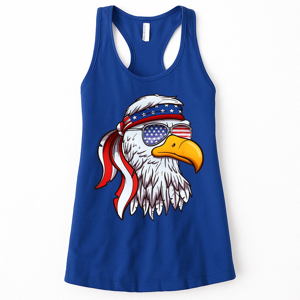 Patriotic Bald Eagle Mullet USA American Flag 4th Of July Womens Tank Top