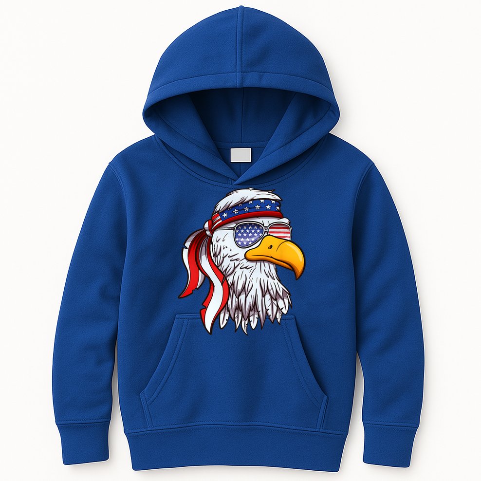 Patriotic Bald Eagle Mullet USA American Flag 4th Of July Kids Hoodie