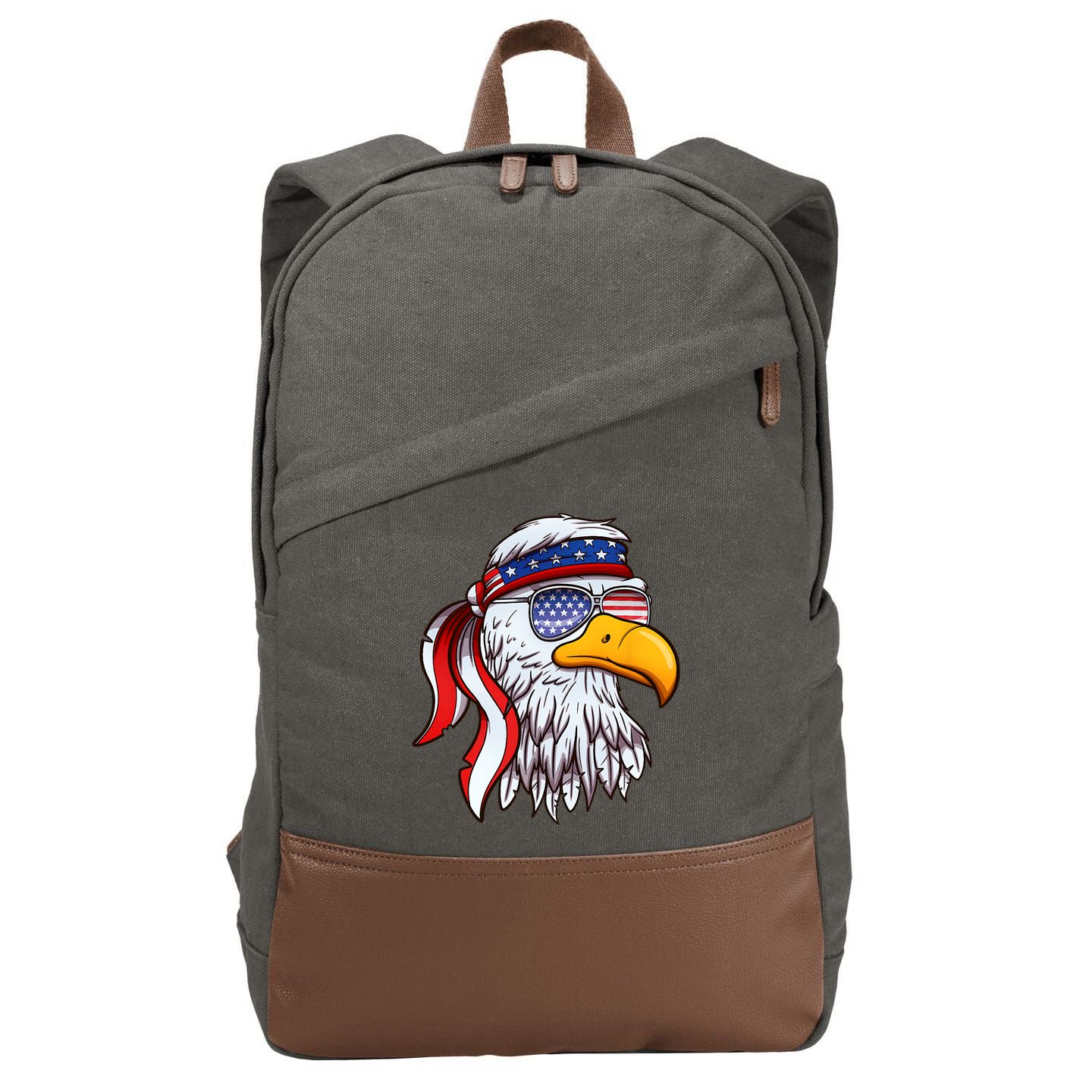 Patriotic Bald Eagle Mullet USA American Flag 4th Of July Cotton Canvas Backpack