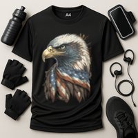 Patriotic Bald Eagle 4th Of July Usa American Flag Cooling Performance Crew T-Shirt
