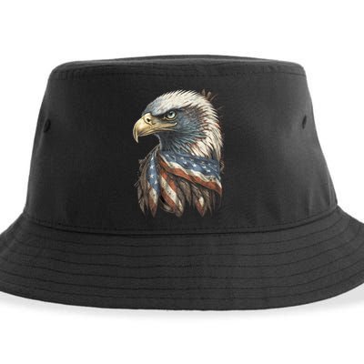 Patriotic Bald Eagle 4th Of July Usa American Flag Sustainable Bucket Hat